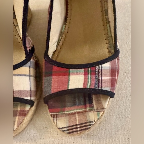 J CREW Womens Madras Plaid High Heel Slingback Espadrilles, Size 6 - Picture 6 of 10